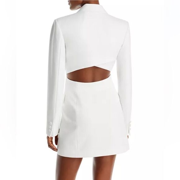 New ALC Carlyle Blazer mini dress cut out back white designer Sz XS 00 - Picture 3 of 13